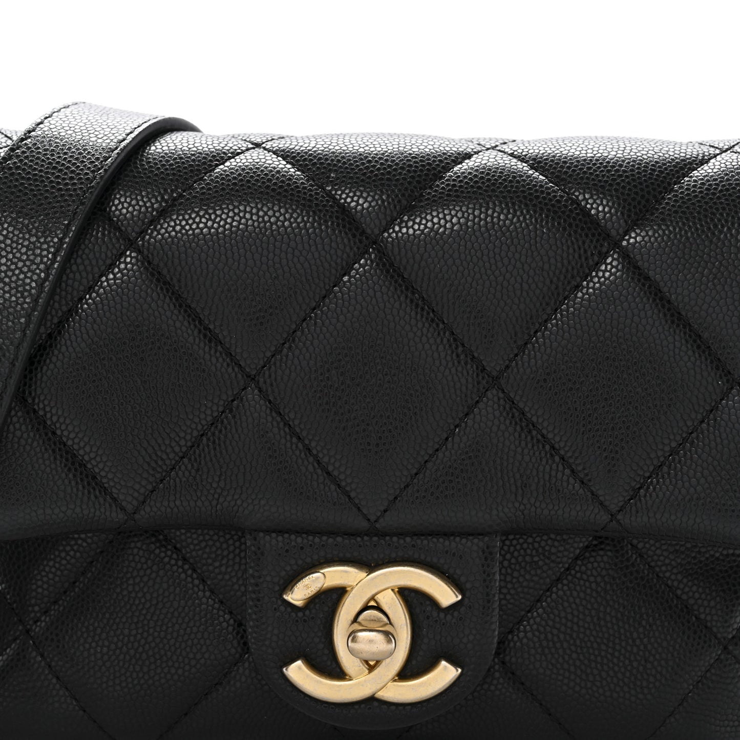 Caviar Quilted Mini Twist Your Buttons Flap Black