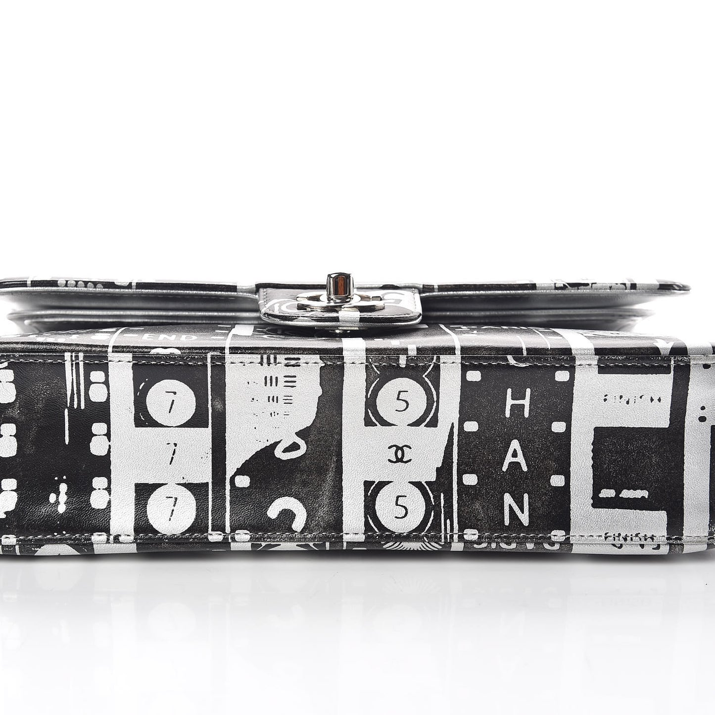 Lambskin Hand Painted Medium Double Flap Black Silver