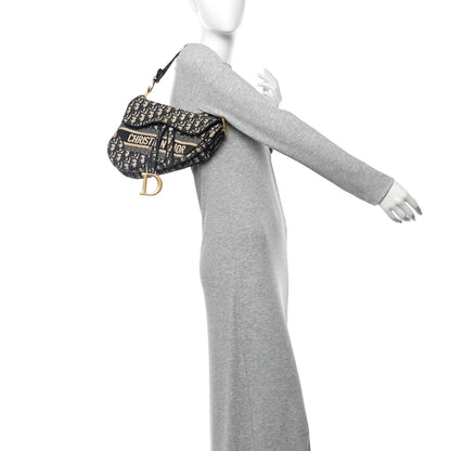 Christian Dior Oblique Embroidered Saddle Bag Blue 2 of 11