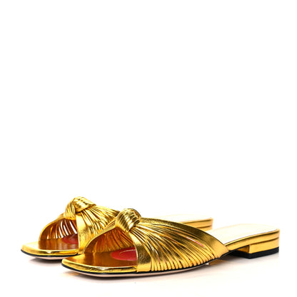 Gucci Metallic Nappa Crawford Knotted Flat Slides 36 Gold 3 of 7