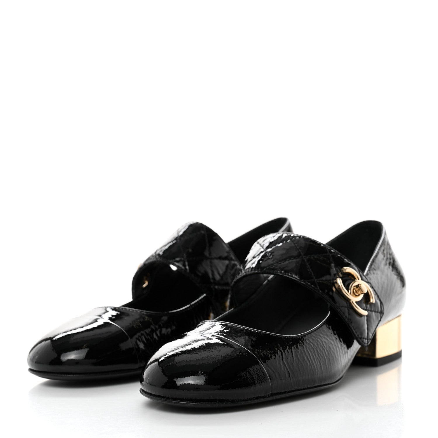 Chanel Patent Goatskin Cap Toe Mary Janes 38.5 Black 3 of 11