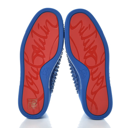 Christian Louboutin Suede Mens Louis Spikes Flat Sneakers 39 Azzurro 5 of 11