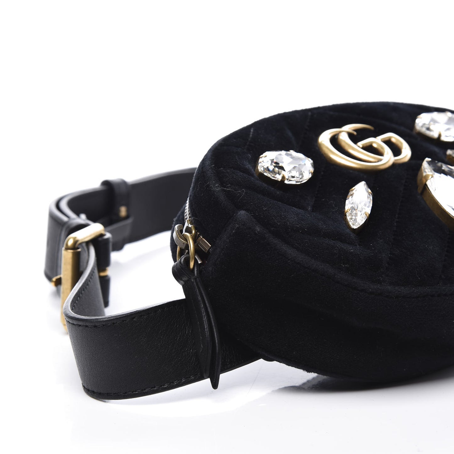 Velvet Matelasse Marquise Crystals GG Marmont Belt Bag 85 34 Black