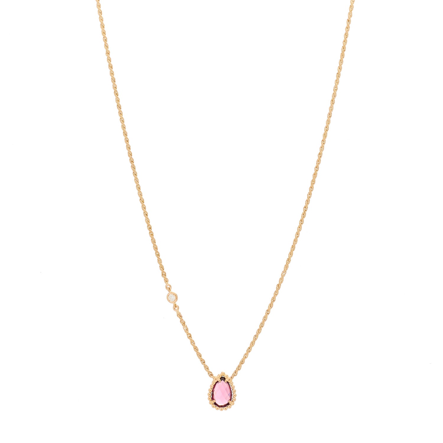 Boucheron 18K Pink Gold Diamond Rhodolite Garnet XS Serpent Boheme Necklace 1 of 6
