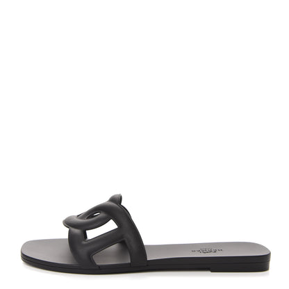 Hermes Rubber Aloha Sandals 37 Black 1 of 10