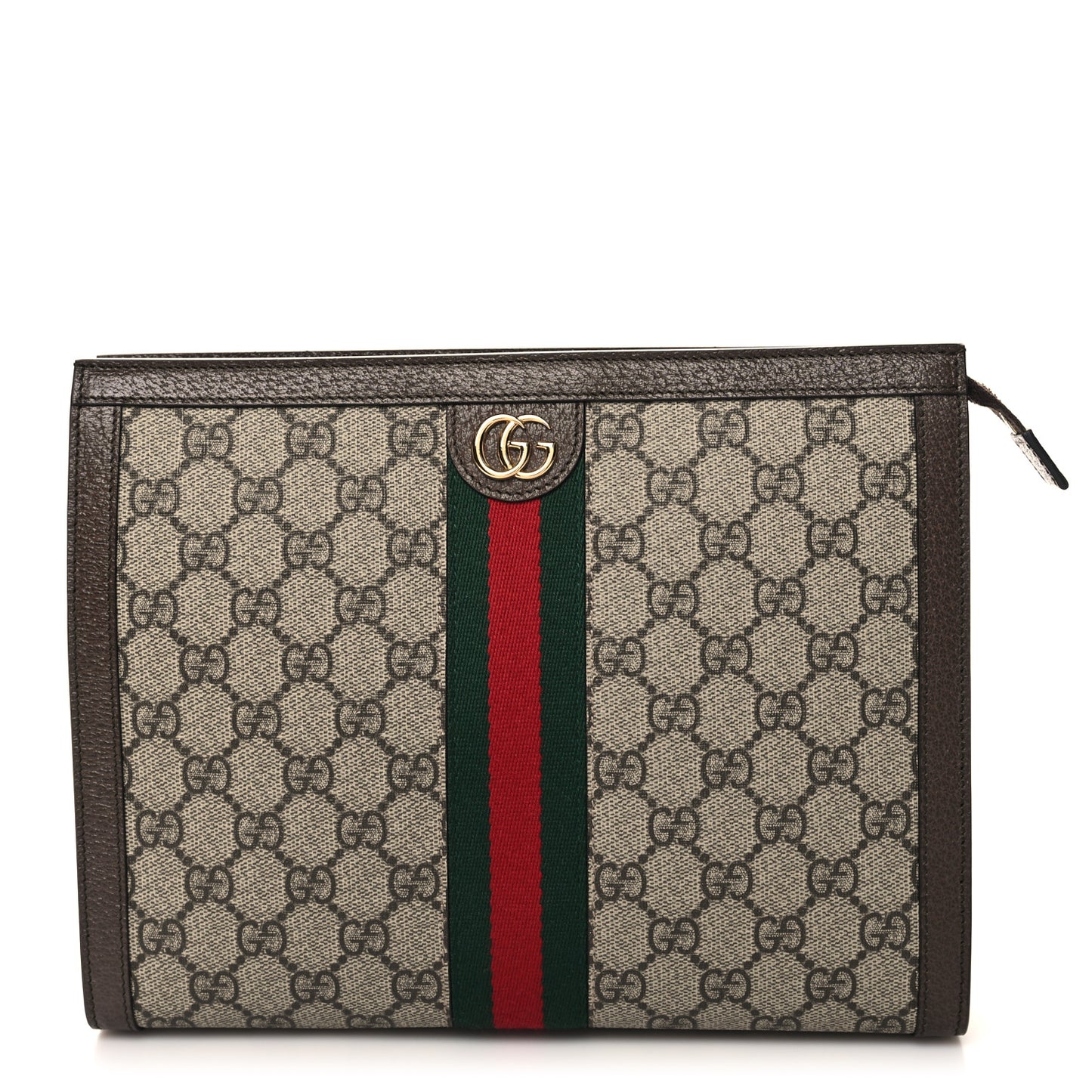 GG Supreme Monogram Web Ophidia Pouch Brown