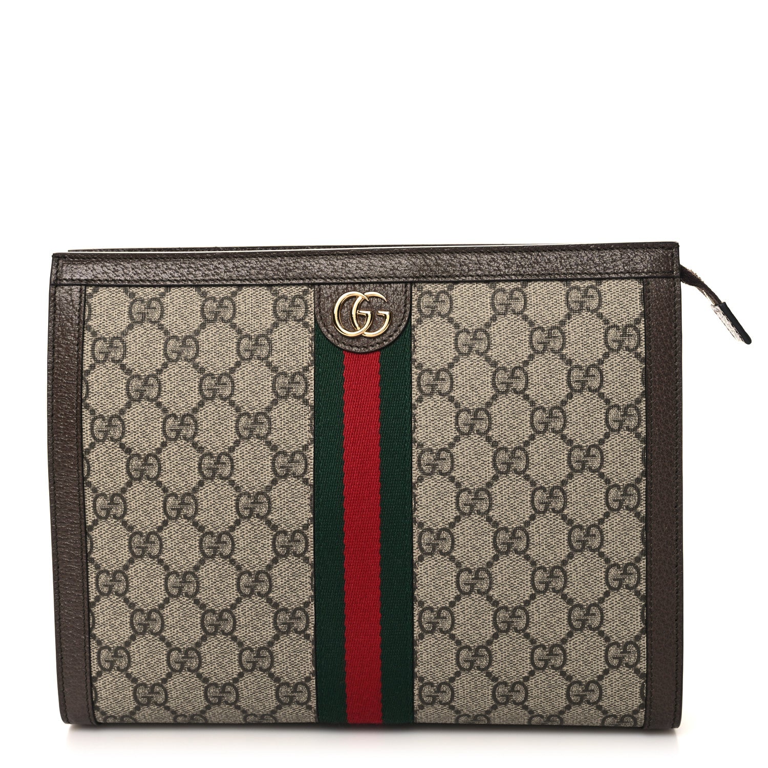 Gucci GG Supreme Monogram Web Ophidia Pouch Brown 1 of 11