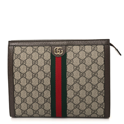 Gucci GG Supreme Monogram Web Ophidia Pouch Brown 1 of 11