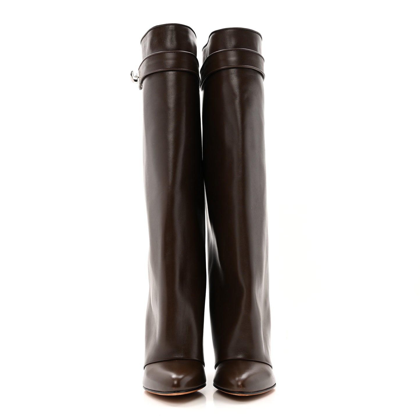 Calfskin Shark Lock Pant Boots 37 Marron Fonce