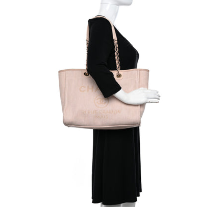 Chanel Mixed Fibers Calfskin Small Deauville Tote Beige 2 of 13