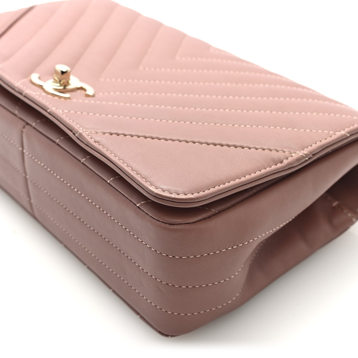Chanel Calfskin Chevron Quilted Statement Flap Pink 10 of 10
