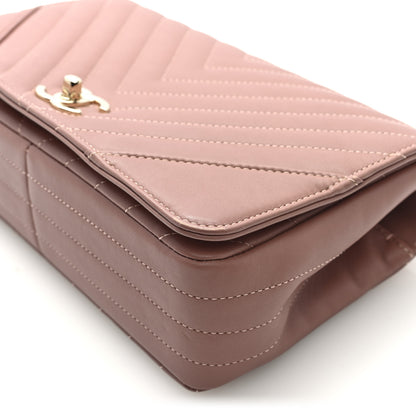 Chanel Calfskin Chevron Quilted Statement Flap Pink 10 of 10