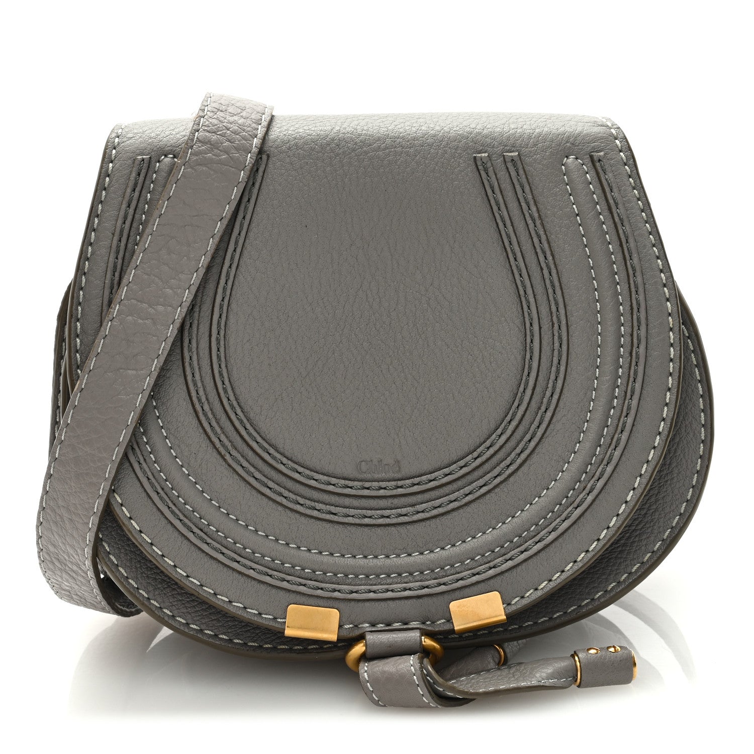 Chloe Calfskin Mini Marcie Round Crossbody Bag Cashmere Grey 1 of 9