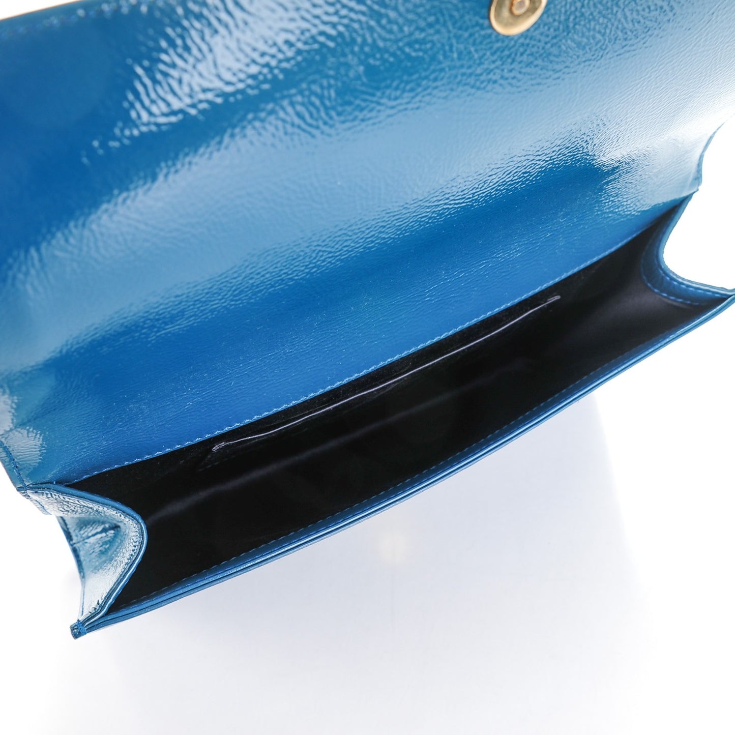Textured Patent Monogram Large Belle de Jour Clutch Turquoise