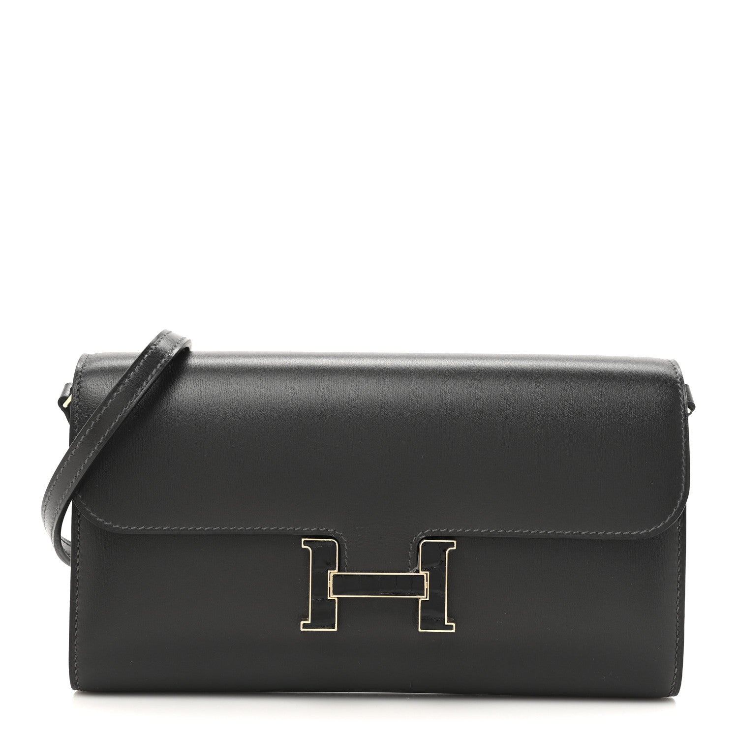 Hermes Box Shiny Alligator Constance Wallet To Go Graphite 2 of 23