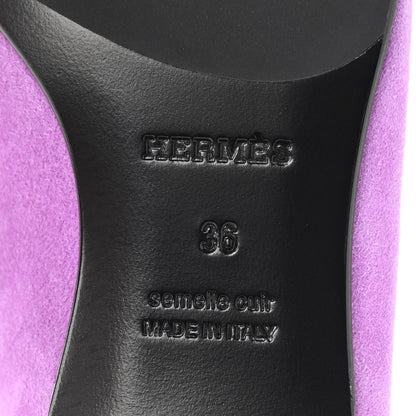 Hermes Suede Goatskin Womens Royal Loafers 36 Violet Parme 6 of 8