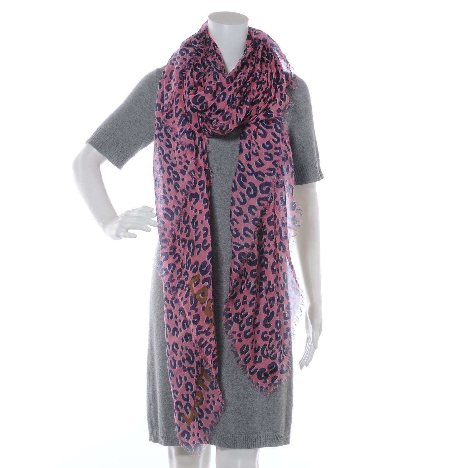 Louis Vuitton Cashmere Silk Leopard Stole Corail 2 of 6