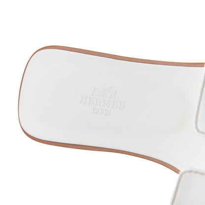 Hermes Box Calfskin Oran Sandals 36.5 White 6 of 16