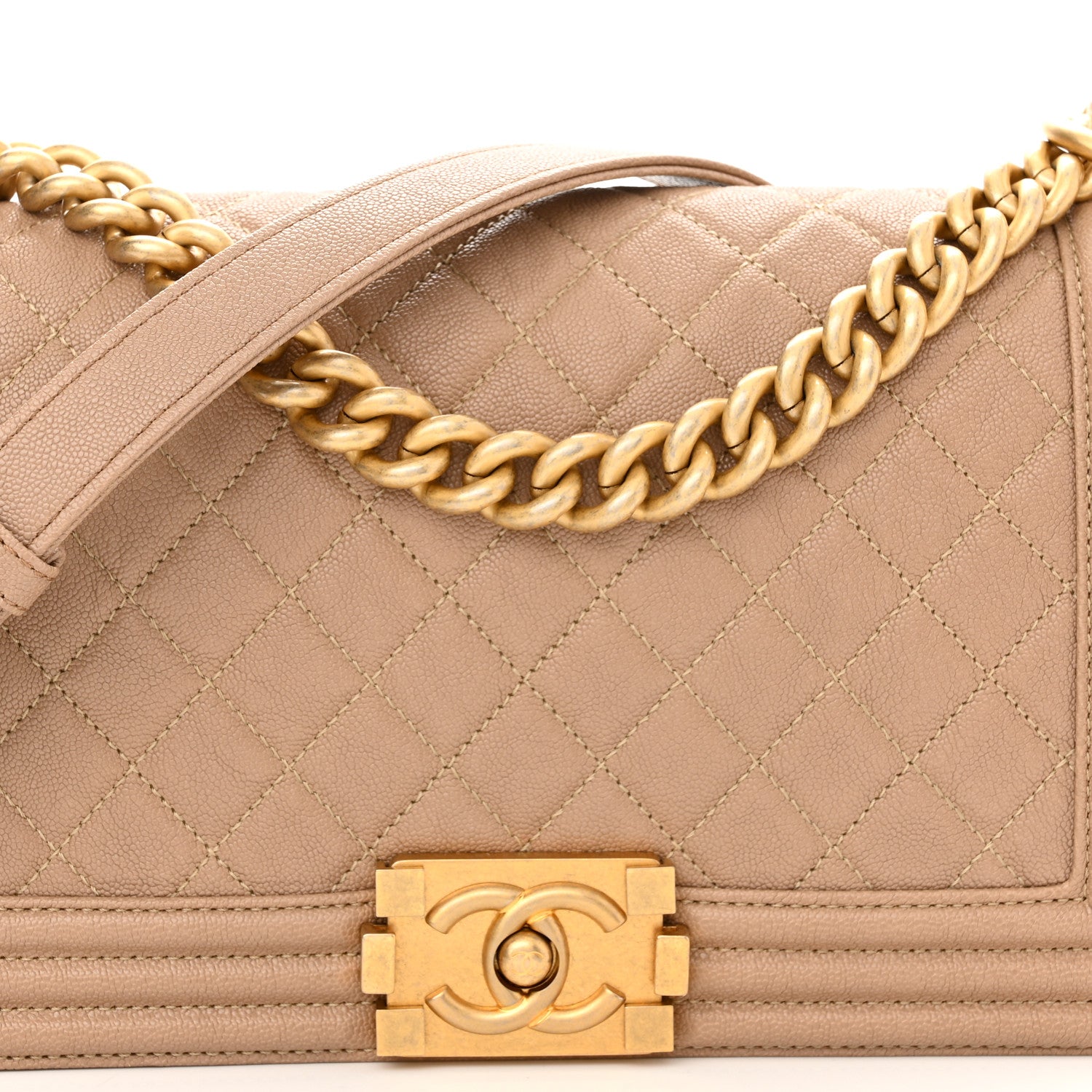 Chanel Caviar Quilted Medium Boy Flap Beige 7 of 10
