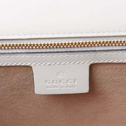 Gucci Calfskin Embroidered Medium Sylvie Top Handle Bag White 6 of 11