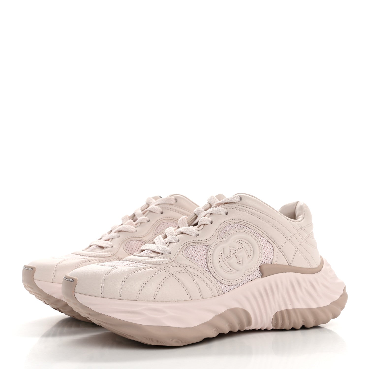 Gucci Calfskin Interlocking G Ripple Womens Platform Sneakers 36 Light Pink 4 of 10