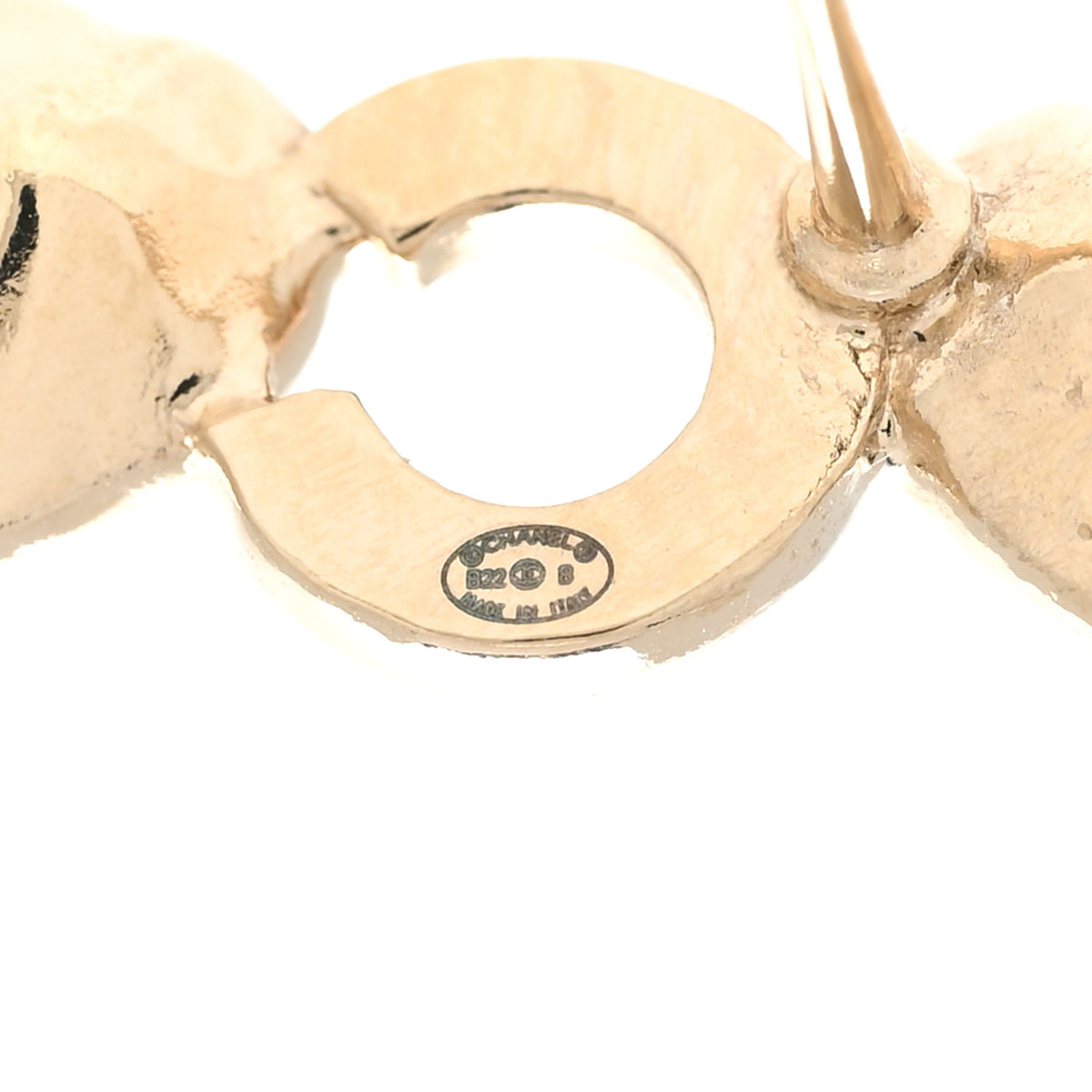 Chanel Metal Strass I Love Coco Heart Earrings Gold Pink 3 of 4
