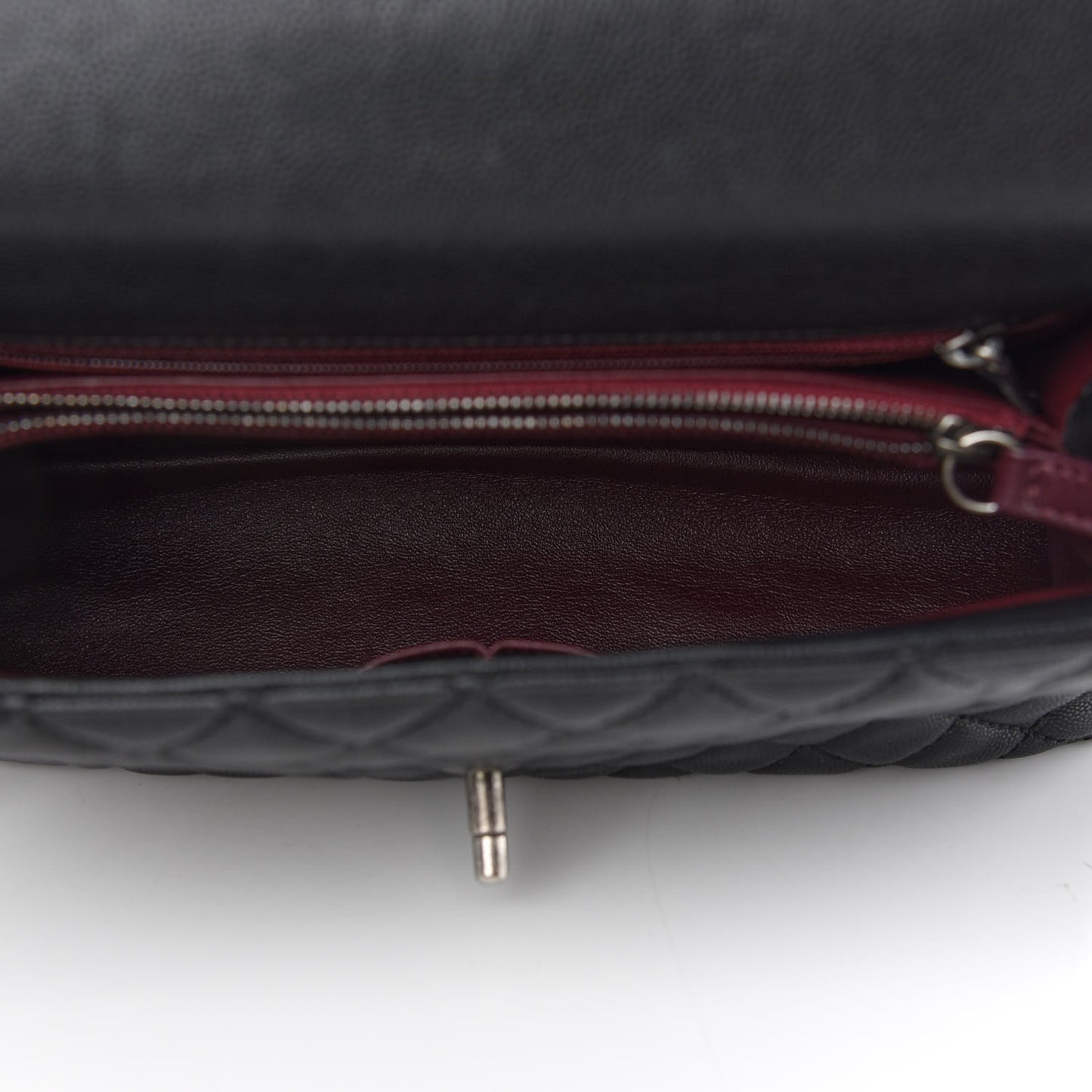 Caviar Lizard Quilted Small Coco Handle Flap Black