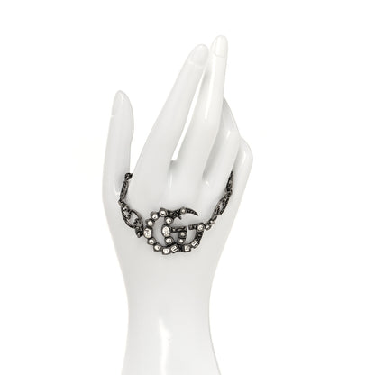 Gucci Oxidized Palladium Crystal Double G Bracelet Silver 2 of 4