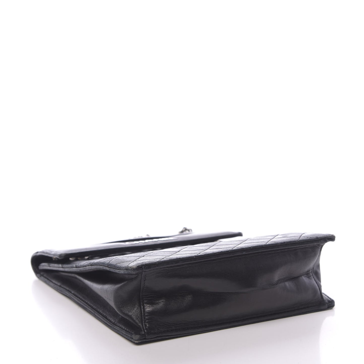 Lambskin Top Handle Logo Flap Black