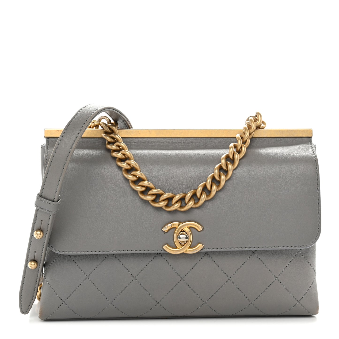 Lambskin Quilted Small Coco Lux Flap Grey