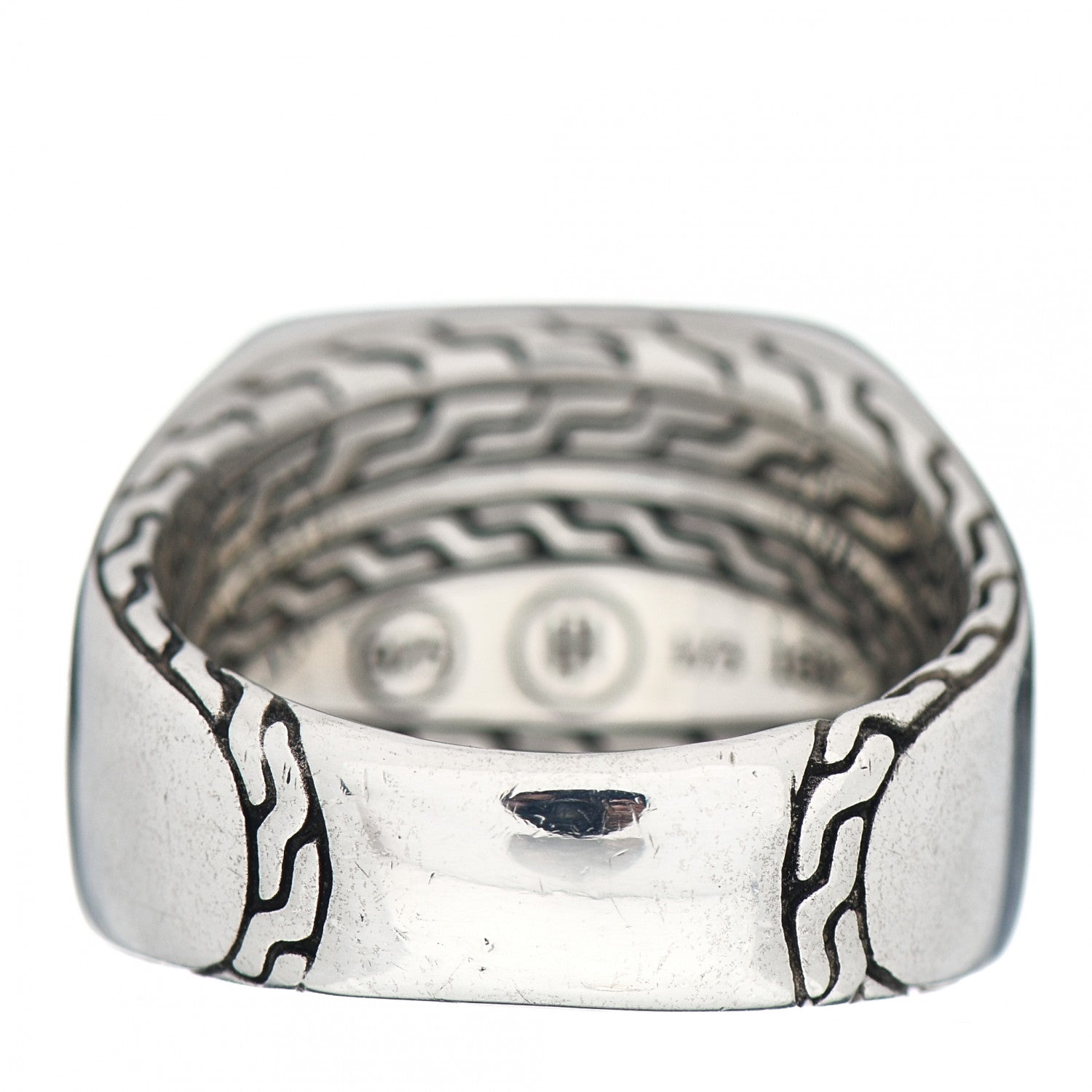 John Hardy Sterling Silver 18K Yellow Gold Hammered Signet Ring 62 10 4 of 5