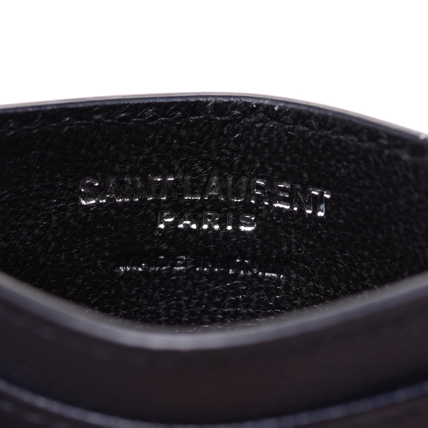 Saint Laurent Grain De Poudre Matelasse Chevron Monogram Credit Card Case Deep Marine 6 of 7