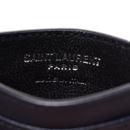 Saint Laurent Grain De Poudre Matelasse Chevron Monogram Credit Card Case Deep Marine 6 of 7