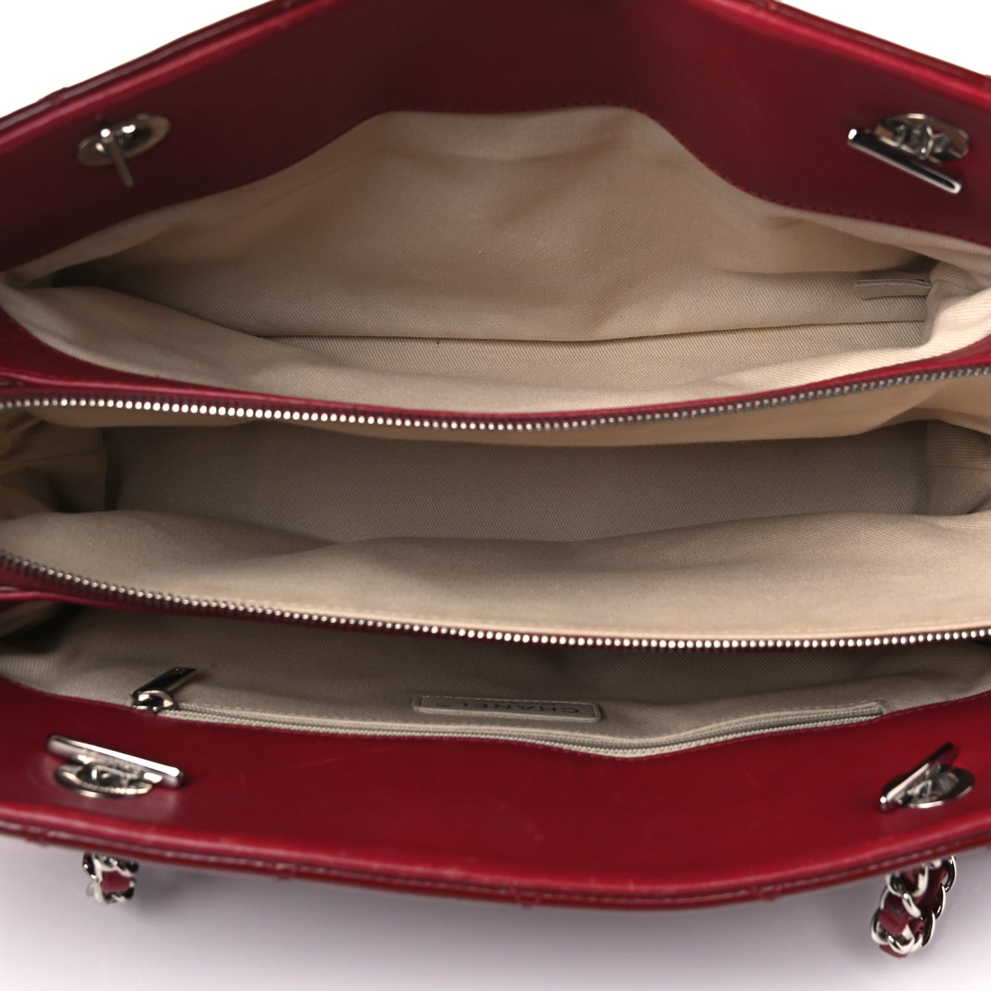 Patent Quilted Timeless CC Soft Tote Red