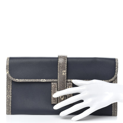 Hermes Swift Lizard Jige Elan Touch 29 Clutch Bleu Nuit Ombre 2 of 10