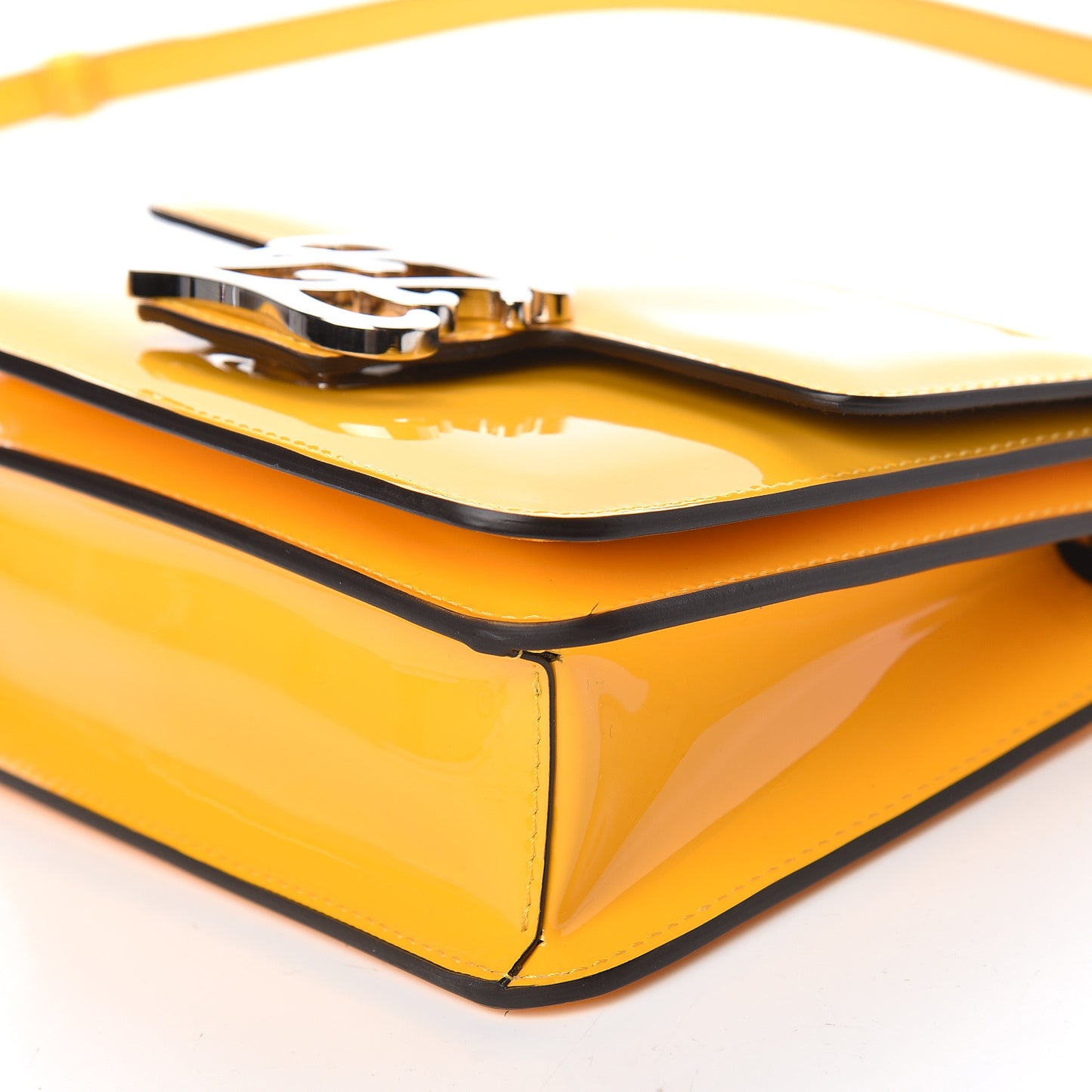 Vitello Vernice Mou Karligraphy Crossbody Bag Giallo