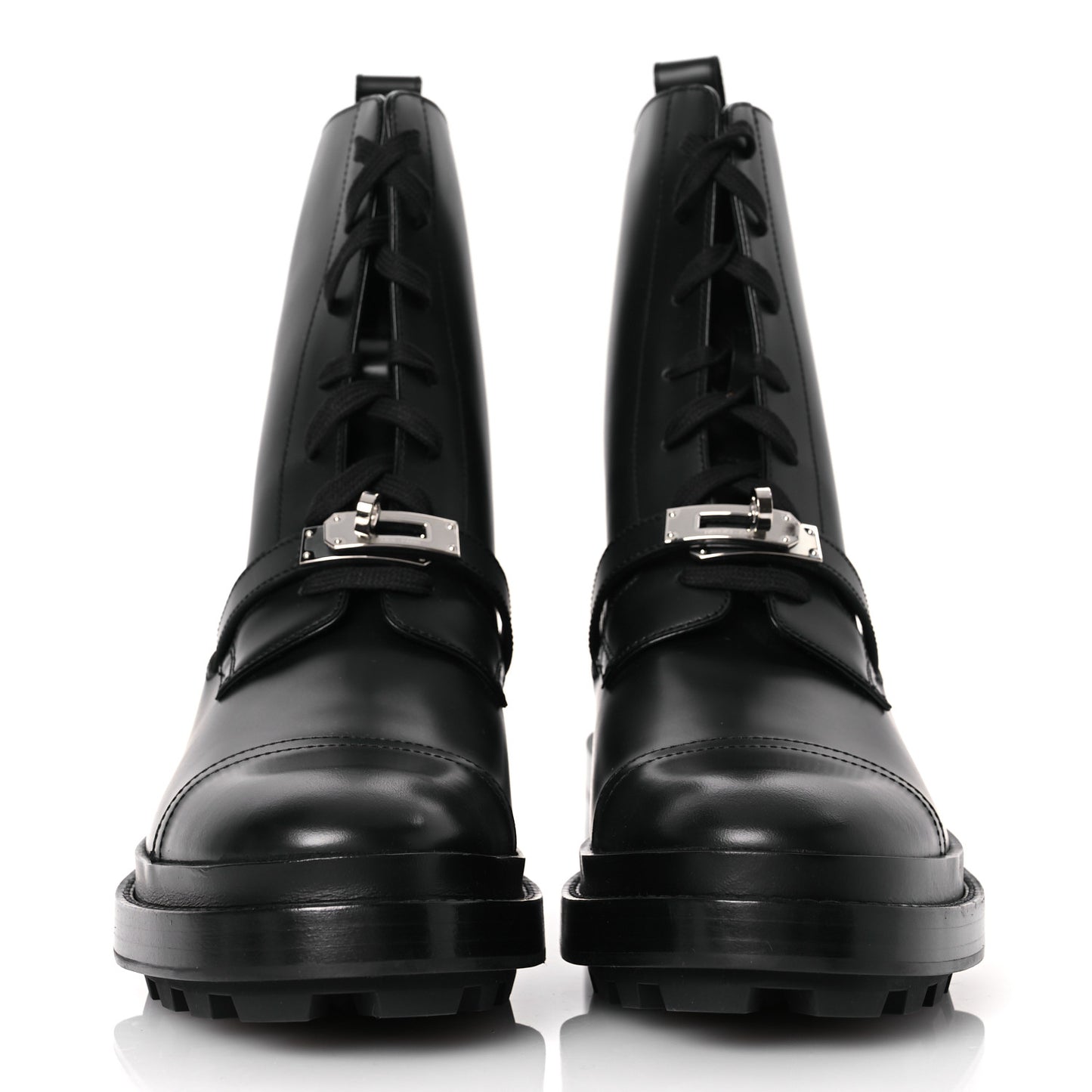 Glossed Calfskin Funk Ankle Boots 41 Black
