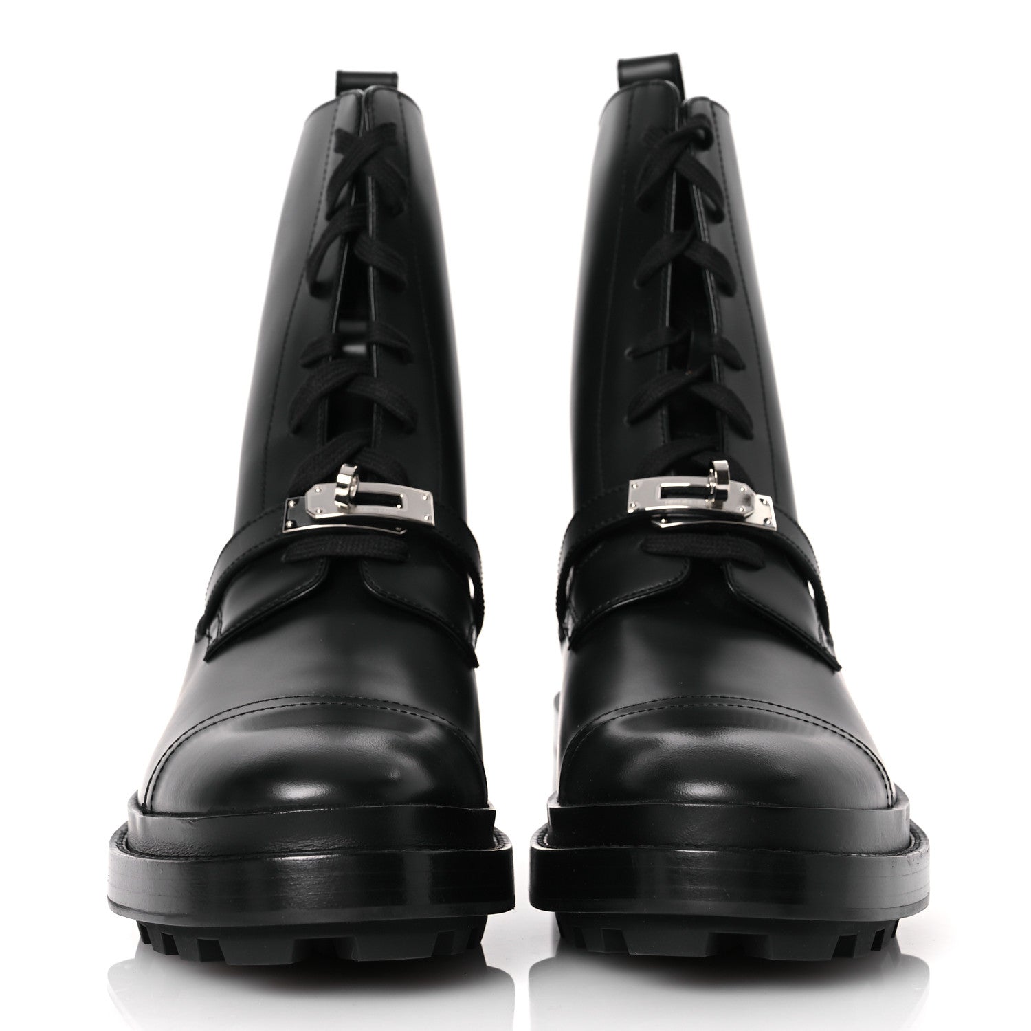 Hermes Glossed Calfskin Funk Ankle Boots 41 Black 3 of 13