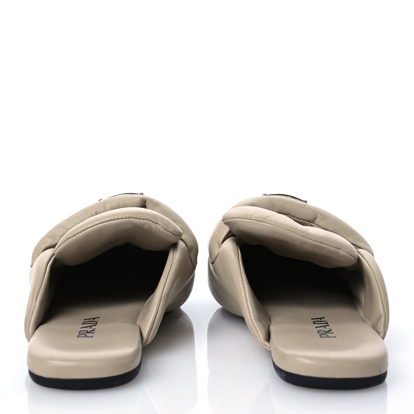 Nappa Soft Padded Metal Triangle Mules 39 Beige