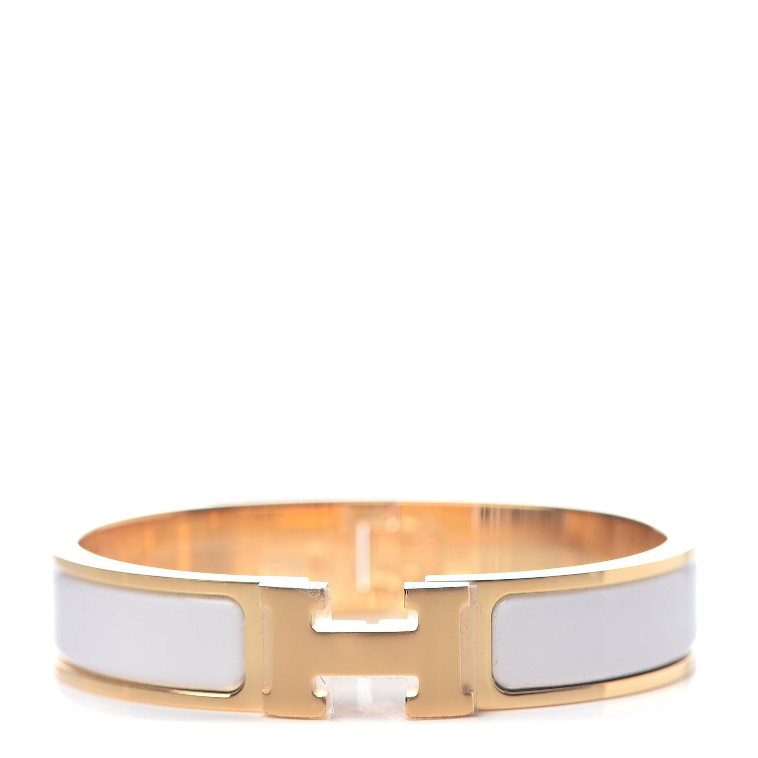 Hermes Enamel Narrow Clic Clac H Bracelet PM White 1 of 5