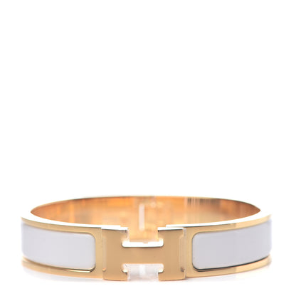 Hermes Enamel Narrow Clic Clac H Bracelet PM White 1 of 5