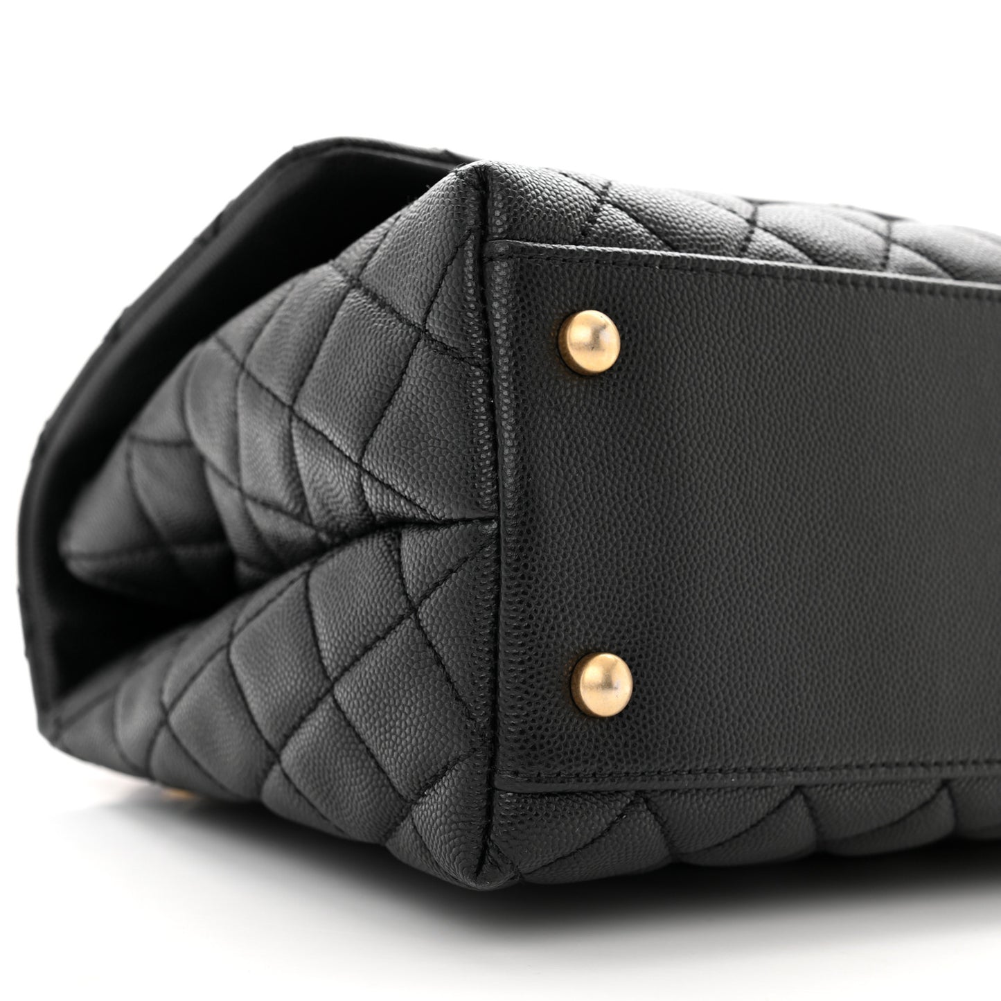 Caviar Lizard Embossed Quilted Small Coco Handle Flap Black