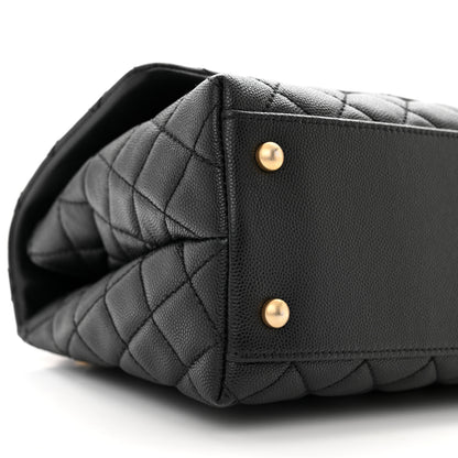 Chanel Caviar Lizard Embossed Quilted Small Coco Handle Flap Black 9 of 10