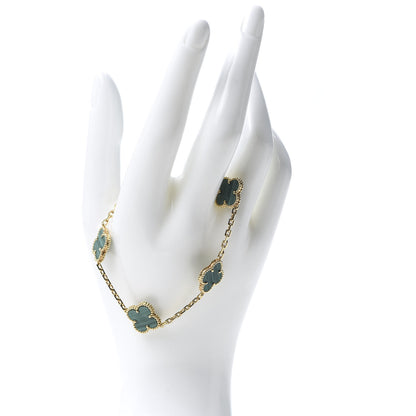 Van Cleef & Arpels 18K Yellow Gold Malachite 5 Motifs Vintage Alhambra Bracelet 2 of 7