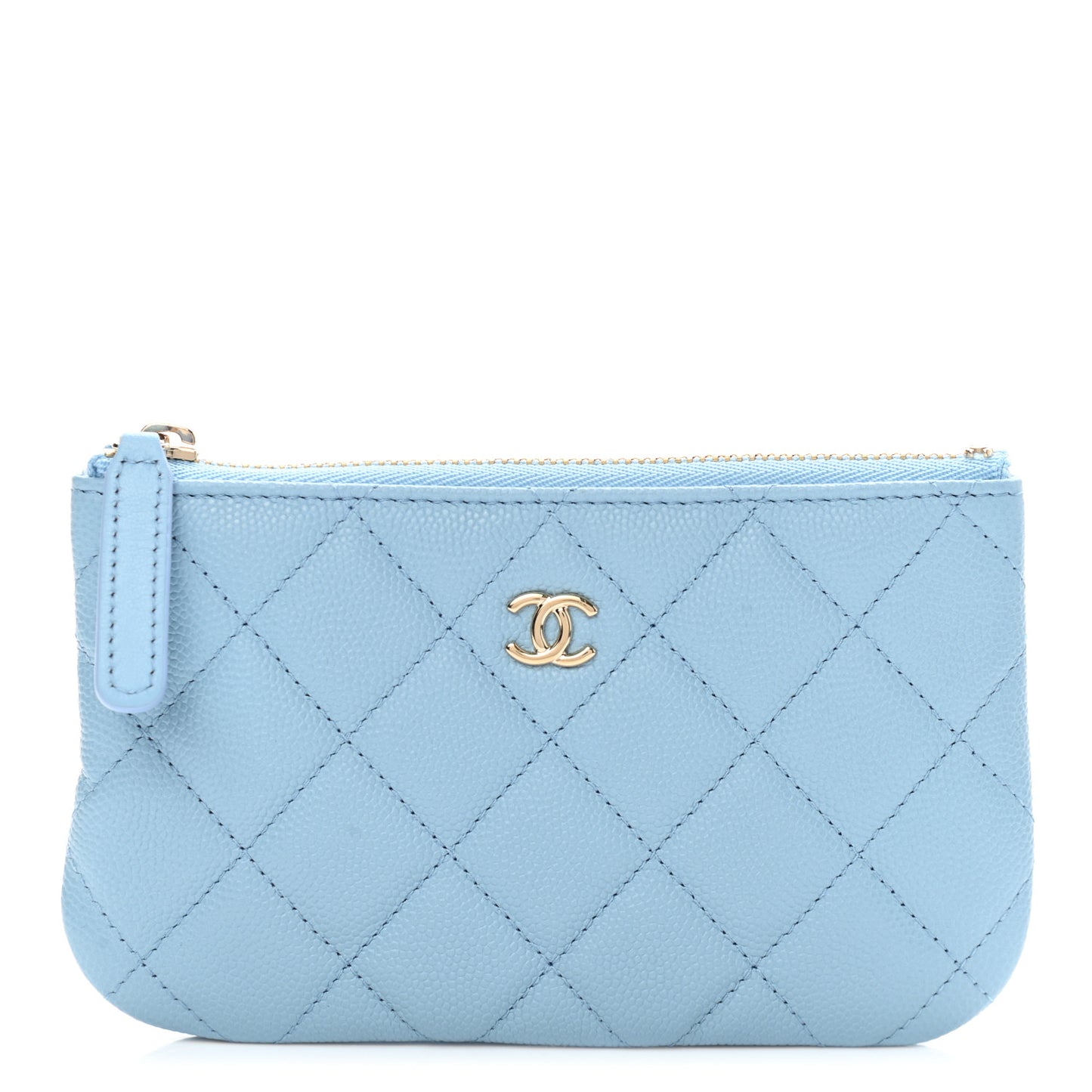 Caviar Quilted Small Cosmetic Case Light Blue