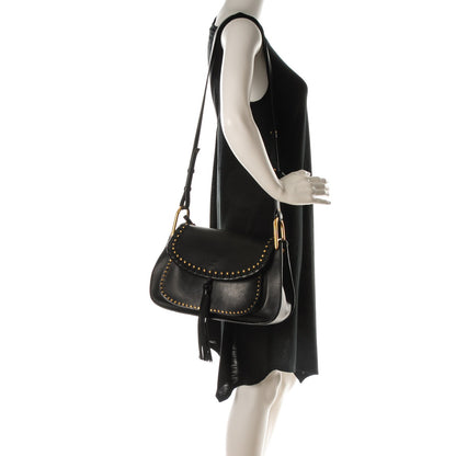 Chloe Calfskin Studded Medium Hudson Double Carry Shoulder Bag Black 2 of 9