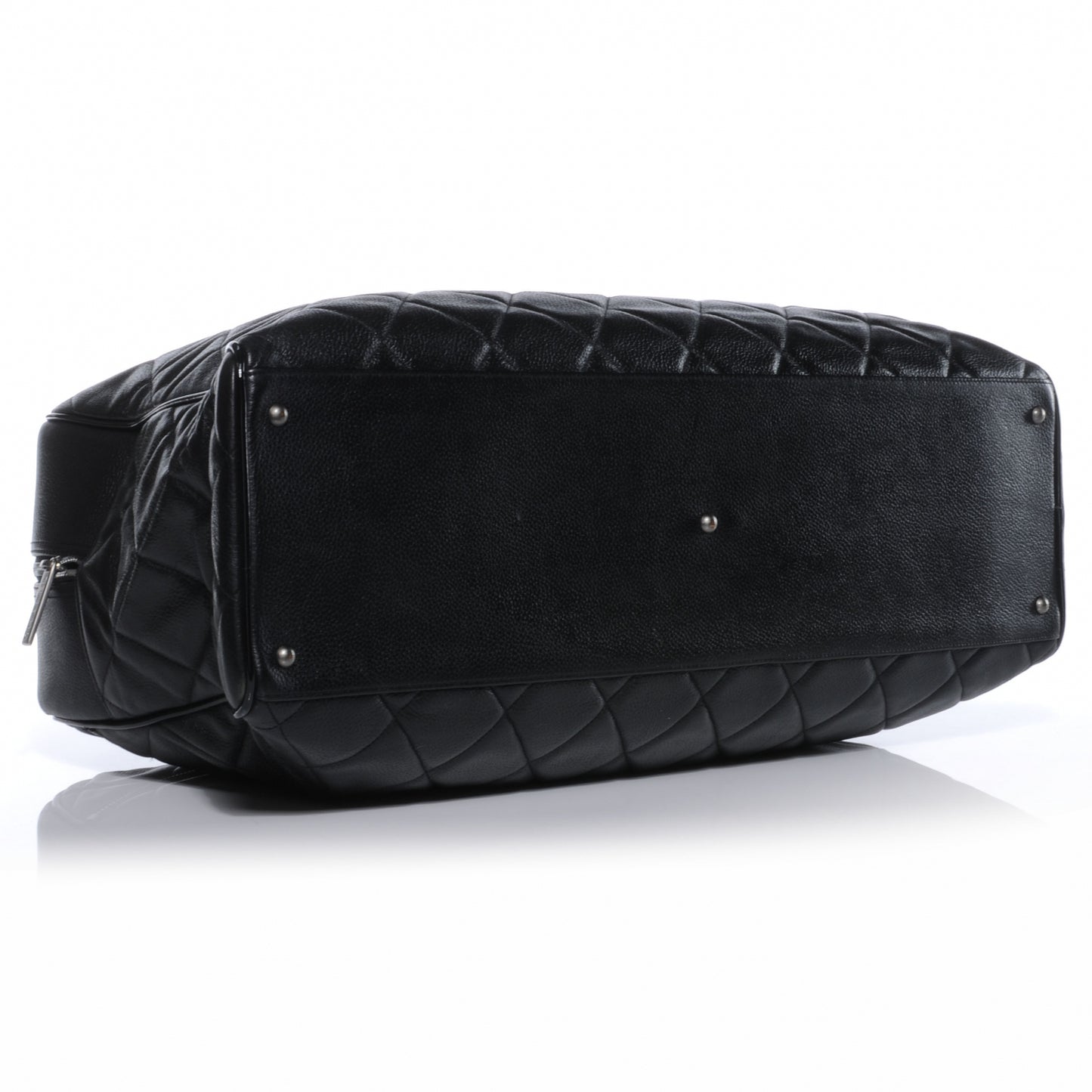 Patent and Caviar Quilted Large Boston Black