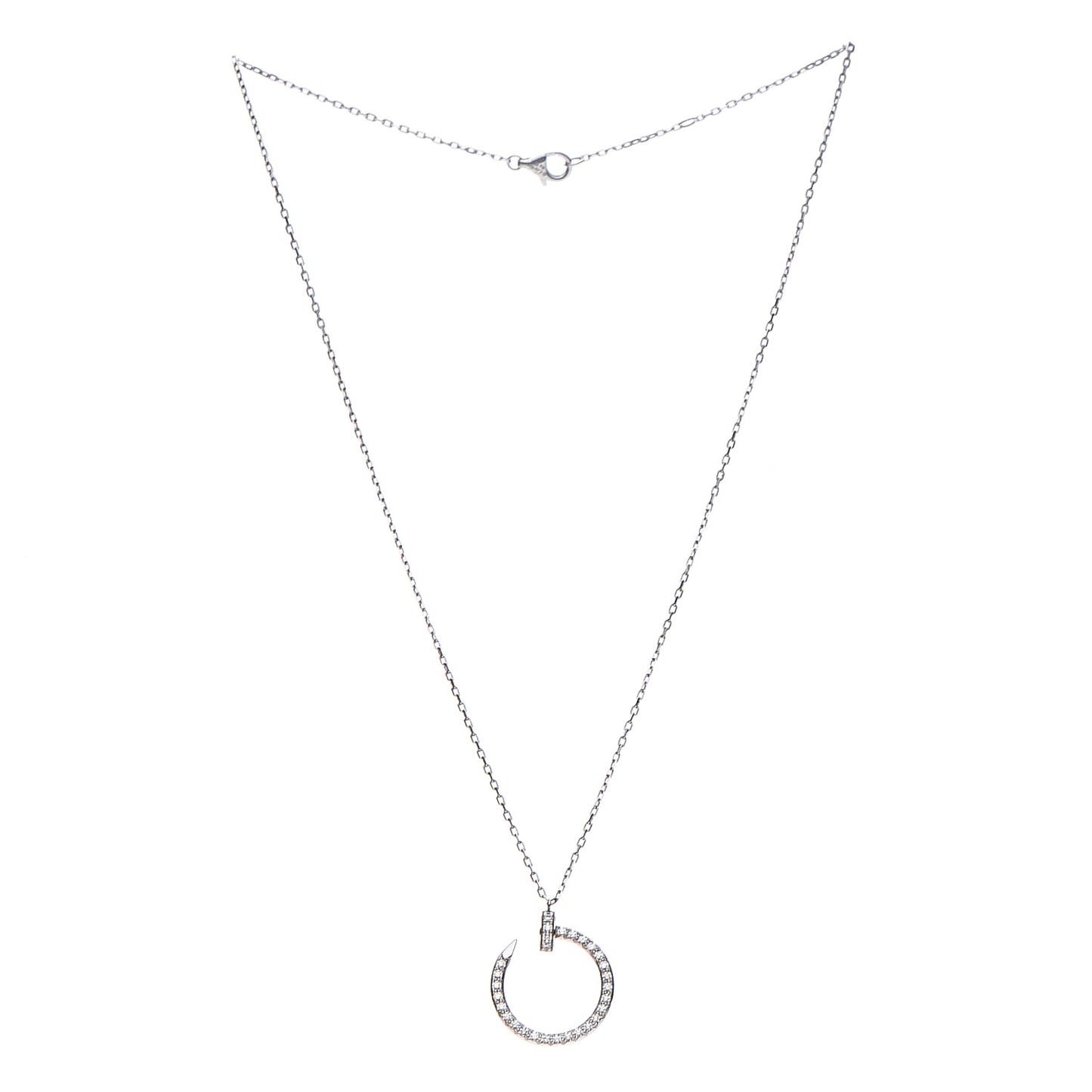 18K White Gold Diamond Juste Un Clou Paved Pendant Necklace