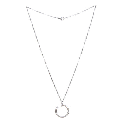 Cartier 18K White Gold Diamond Juste Un Clou Paved Pendant Necklace 3 of 6