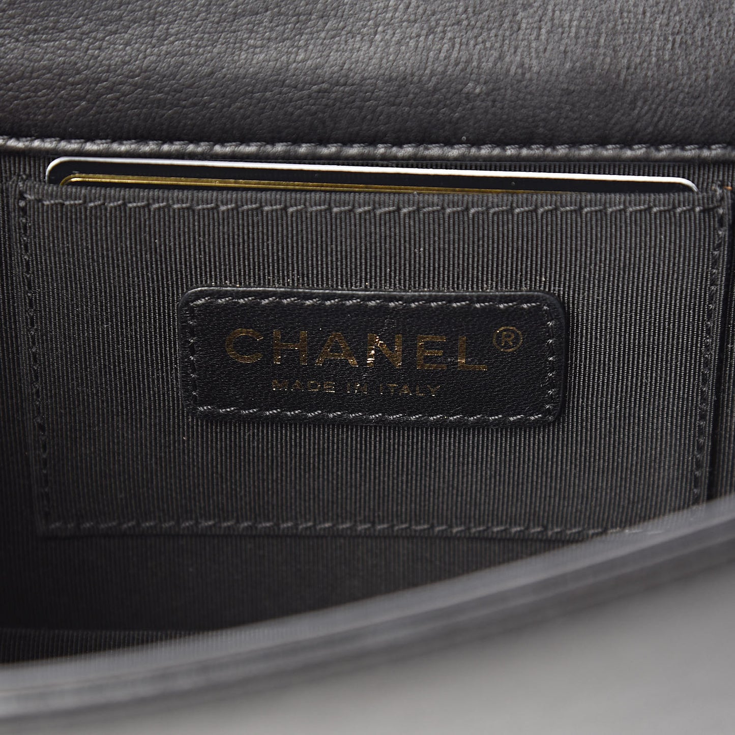 Lambskin Quilted Horizontal Boy Brick Studded Flap Black